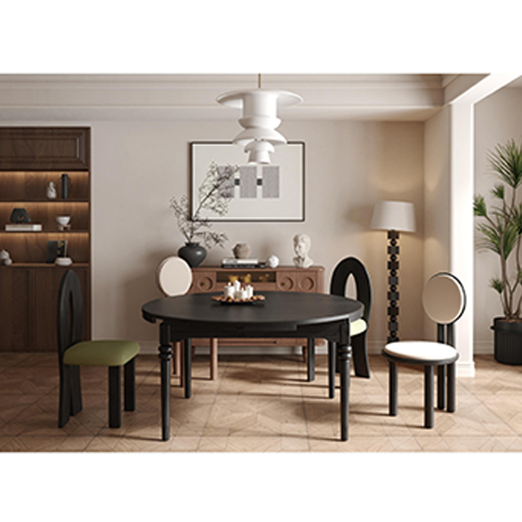 T302伸缩餐台+2张P303餐椅+2张P305餐椅+J305餐边柜